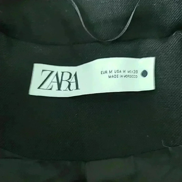 ZARA LADIES BLAZER JACKET COAT WOOL BLEND BLACK BOULE UK SIZE M - Picture 6 of 8